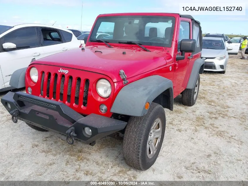 2014 Jeep Wrangler Sport VIN: 1C4AJWAG0EL152740 Lot: 40493000