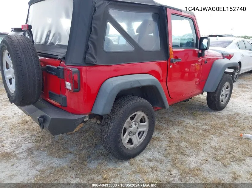 2014 Jeep Wrangler Sport VIN: 1C4AJWAG0EL152740 Lot: 40493000