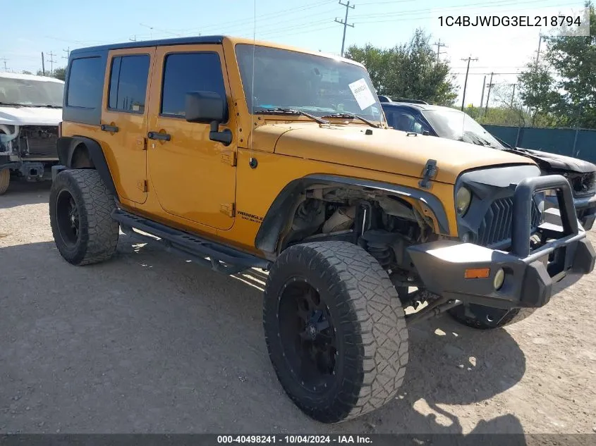 2014 Jeep Wrangler Unlimited Sport VIN: 1C4BJWDG3EL218794 Lot: 40498241