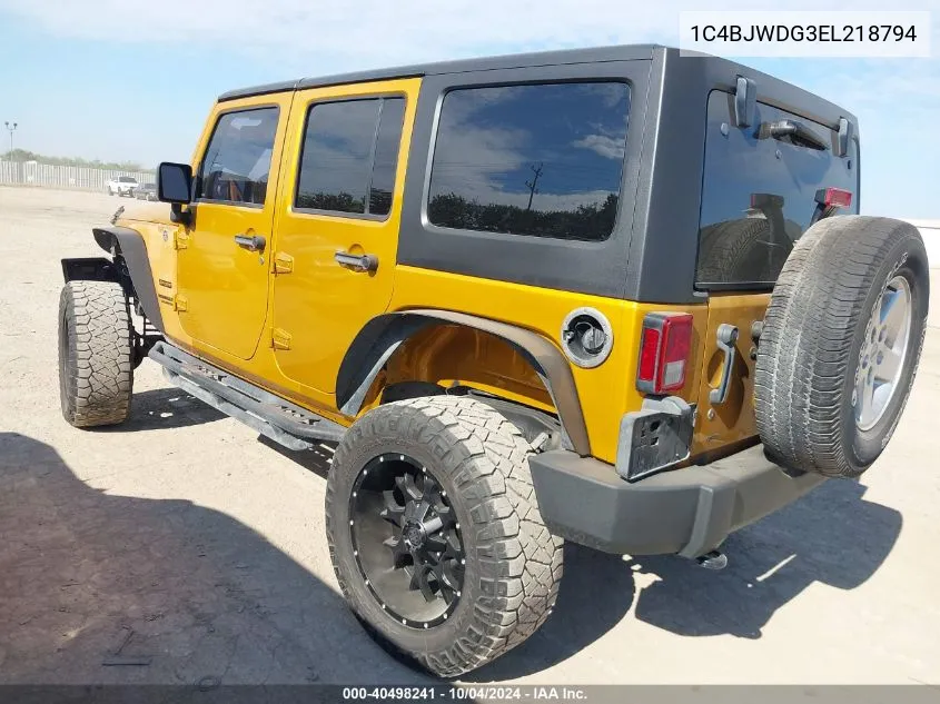 1C4BJWDG3EL218794 2014 Jeep Wrangler Unlimited Sport