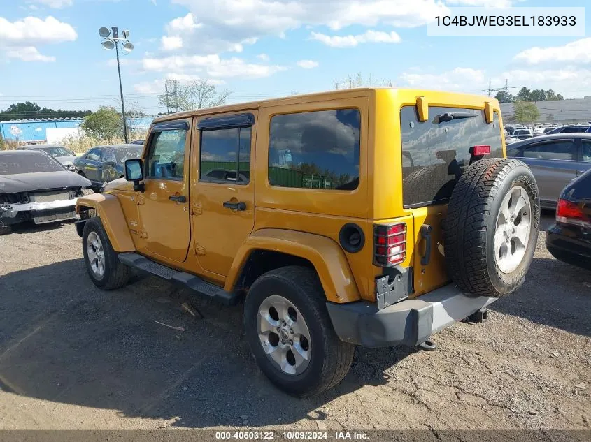 2014 Jeep Wrangler Unlimited Sahara VIN: 1C4BJWEG3EL183933 Lot: 40503122