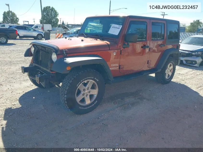 1C4BJWDG0EL232457 2014 Jeep Wrangler Unlimited Sport