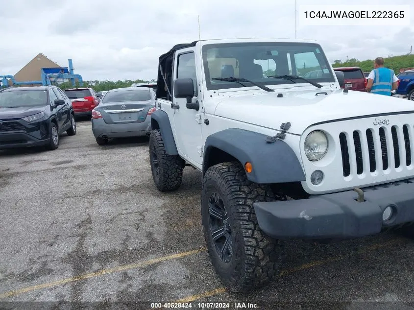 2014 Jeep Wrangler Sport VIN: 1C4AJWAG0EL222365 Lot: 40528424