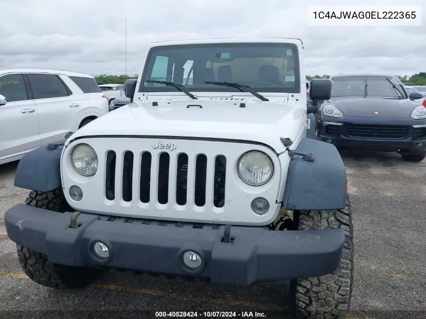 2014 Jeep Wrangler Sport VIN: 1C4AJWAG0EL222365 Lot: 40528424