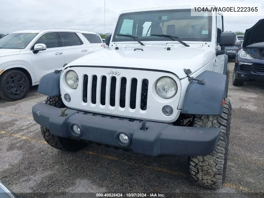 2014 Jeep Wrangler Sport VIN: 1C4AJWAG0EL222365 Lot: 40528424