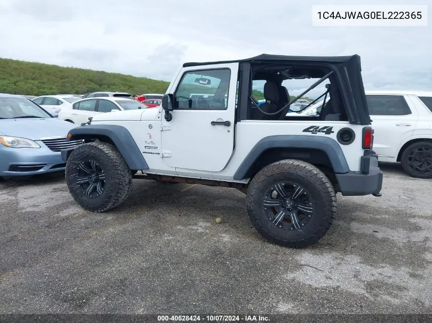 2014 Jeep Wrangler Sport VIN: 1C4AJWAG0EL222365 Lot: 40528424