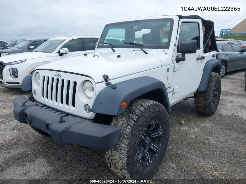 2014 Jeep Wrangler Sport VIN: 1C4AJWAG0EL222365 Lot: 40528424