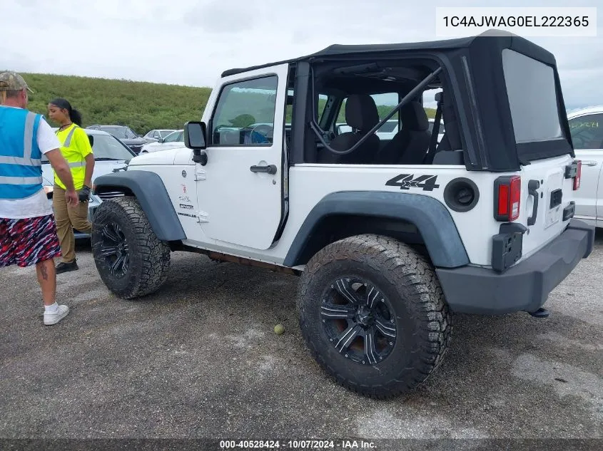 2014 Jeep Wrangler Sport VIN: 1C4AJWAG0EL222365 Lot: 40528424