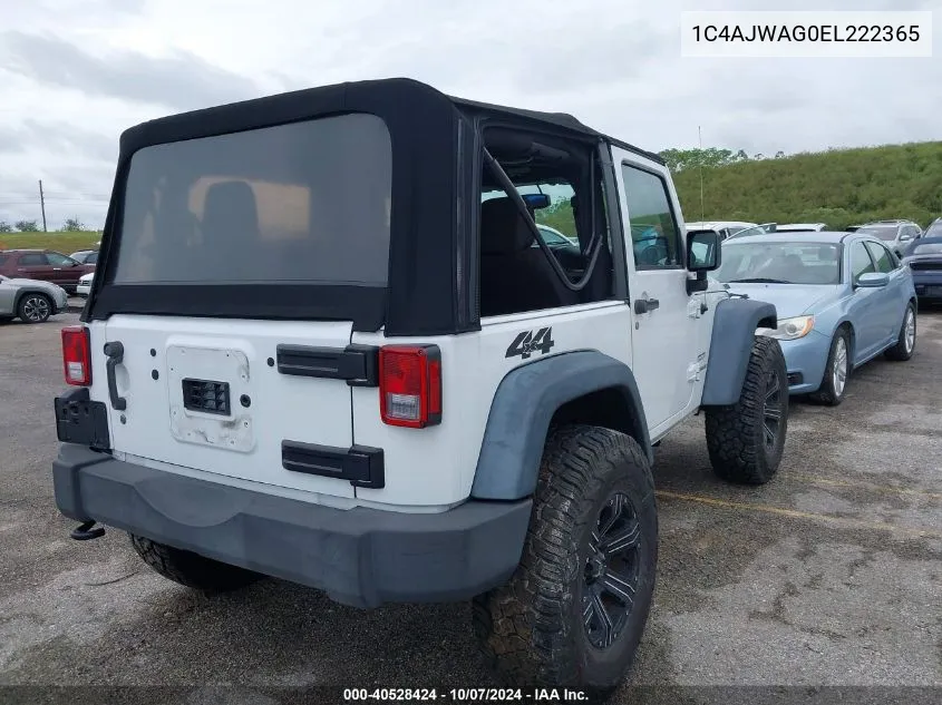 2014 Jeep Wrangler Sport VIN: 1C4AJWAG0EL222365 Lot: 40528424