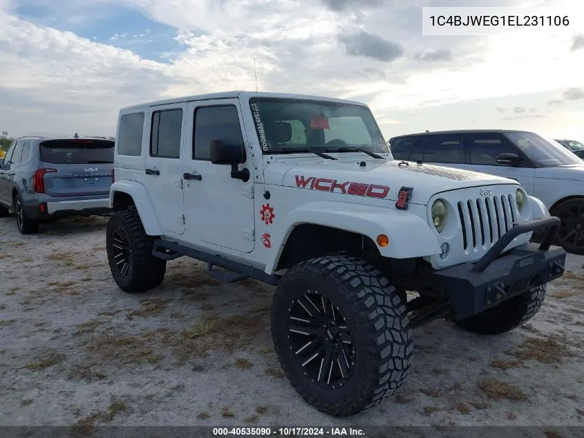 2014 Jeep Wrangler Unlimited Sahara VIN: 1C4BJWEG1EL231106 Lot: 40535090