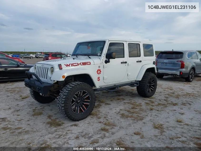 2014 Jeep Wrangler Unlimited Sahara VIN: 1C4BJWEG1EL231106 Lot: 40535090