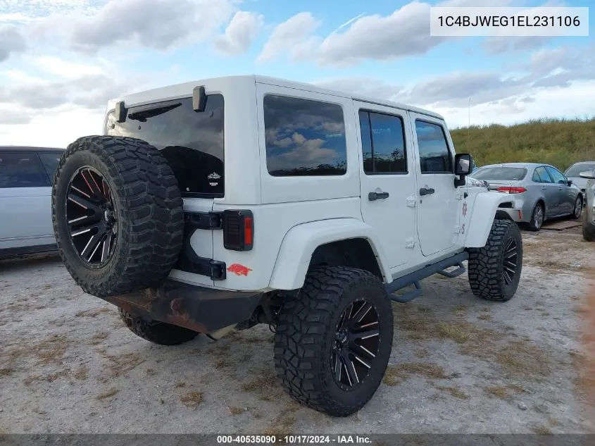 2014 Jeep Wrangler Unlimited Sahara VIN: 1C4BJWEG1EL231106 Lot: 40535090