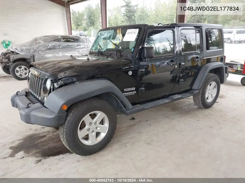 2014 Jeep Wrangler Unlimited Sport VIN: 1C4BJWDG2EL177834 Lot: 40552743