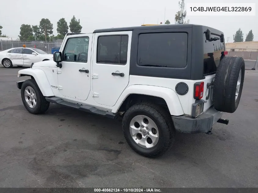 2014 Jeep Wrangler Unlimited Sahara VIN: 1C4BJWEG4EL322869 Lot: 40562124