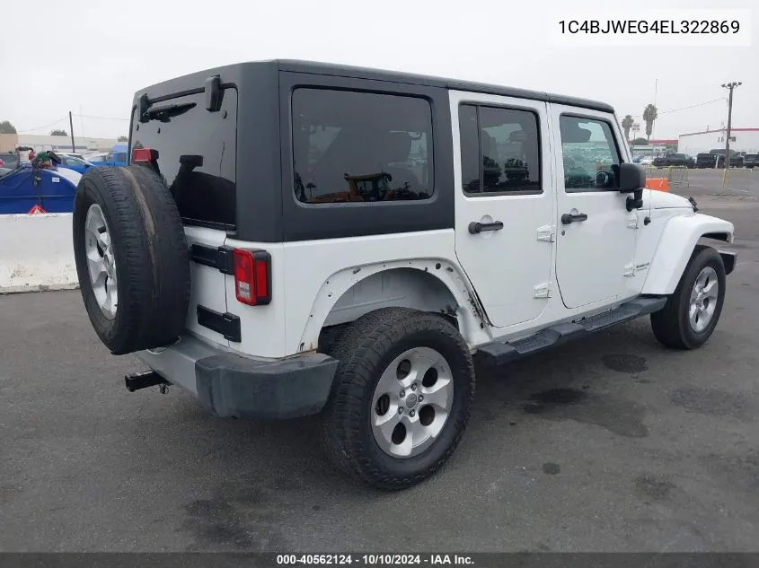 2014 Jeep Wrangler Unlimited Sahara VIN: 1C4BJWEG4EL322869 Lot: 40562124