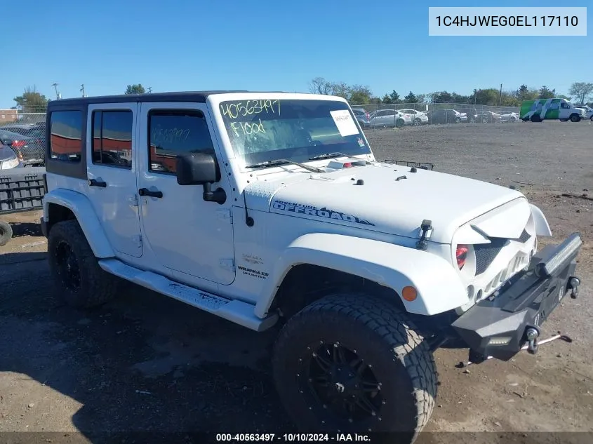 2014 Jeep Wrangler Unlimited Sahara VIN: 1C4HJWEG0EL117110 Lot: 40563497