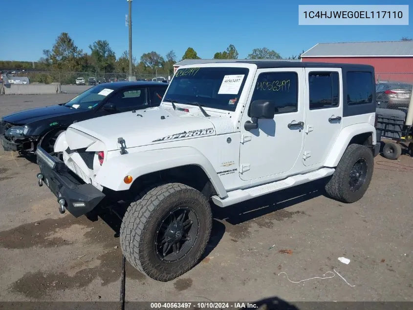 2014 Jeep Wrangler Unlimited Sahara VIN: 1C4HJWEG0EL117110 Lot: 40563497