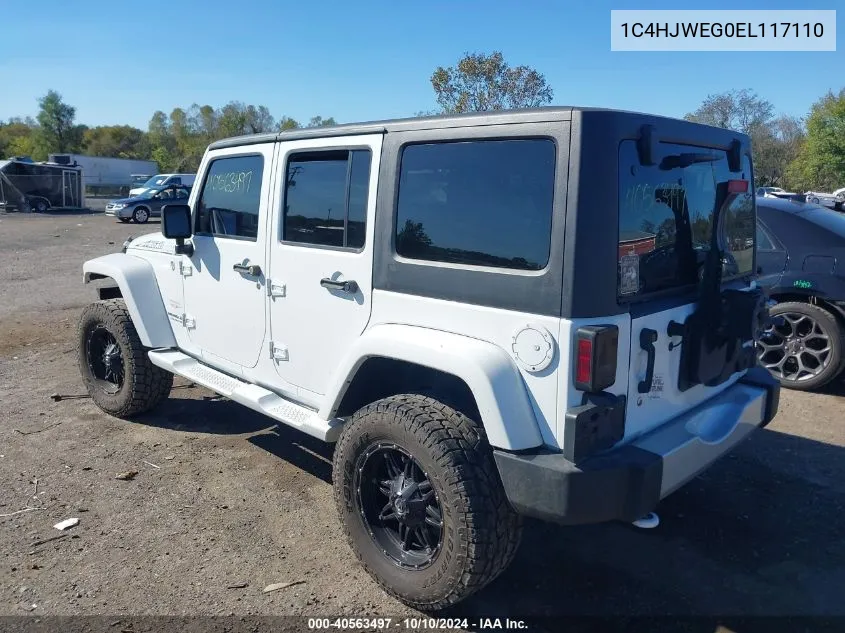 2014 Jeep Wrangler Unlimited Sahara VIN: 1C4HJWEG0EL117110 Lot: 40563497