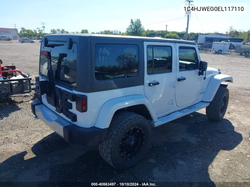 2014 Jeep Wrangler Unlimited Sahara VIN: 1C4HJWEG0EL117110 Lot: 40563497