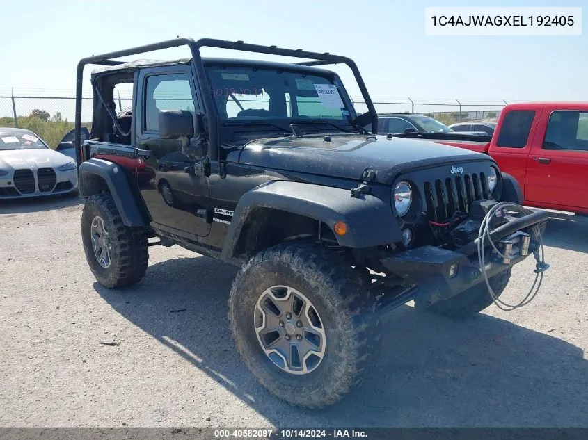 2014 Jeep Wrangler Sport VIN: 1C4AJWAGXEL192405 Lot: 40582097