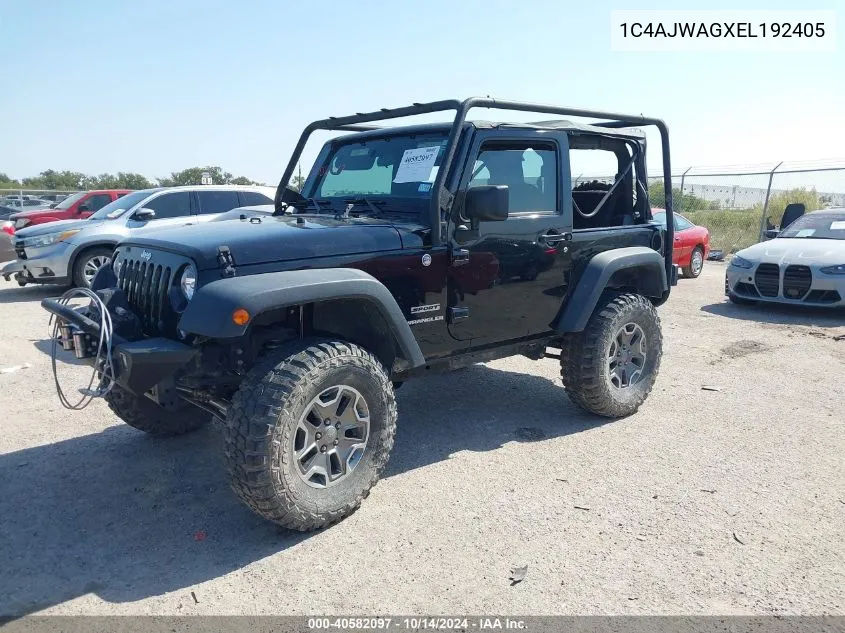 2014 Jeep Wrangler Sport VIN: 1C4AJWAGXEL192405 Lot: 40582097