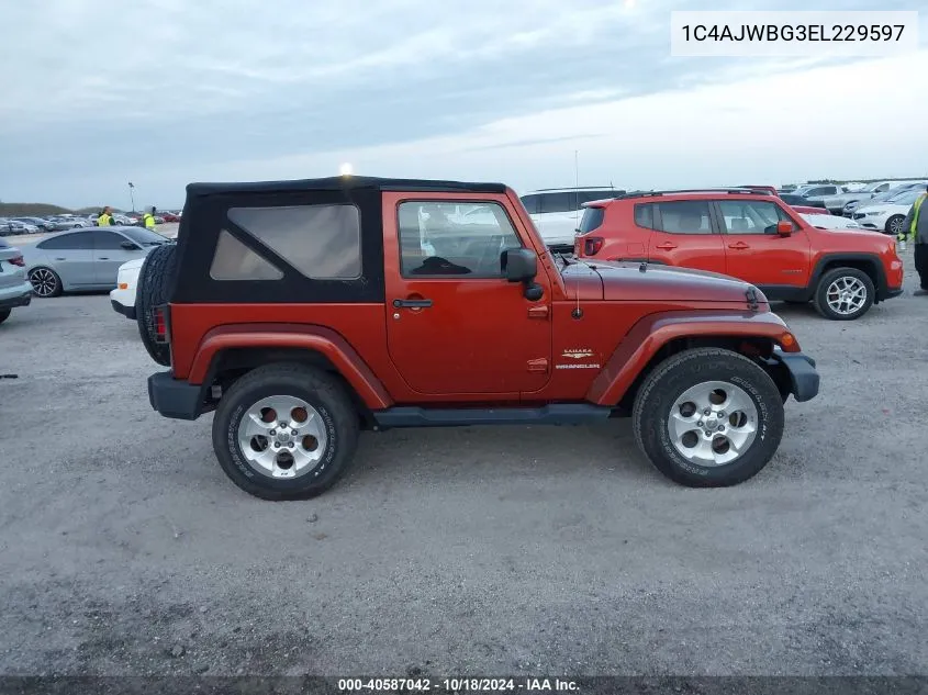 2014 Jeep Wrangler Sahara VIN: 1C4AJWBG3EL229597 Lot: 40587042