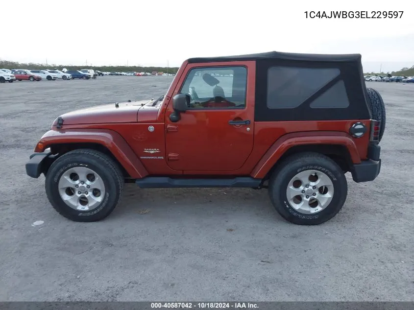 2014 Jeep Wrangler Sahara VIN: 1C4AJWBG3EL229597 Lot: 40587042