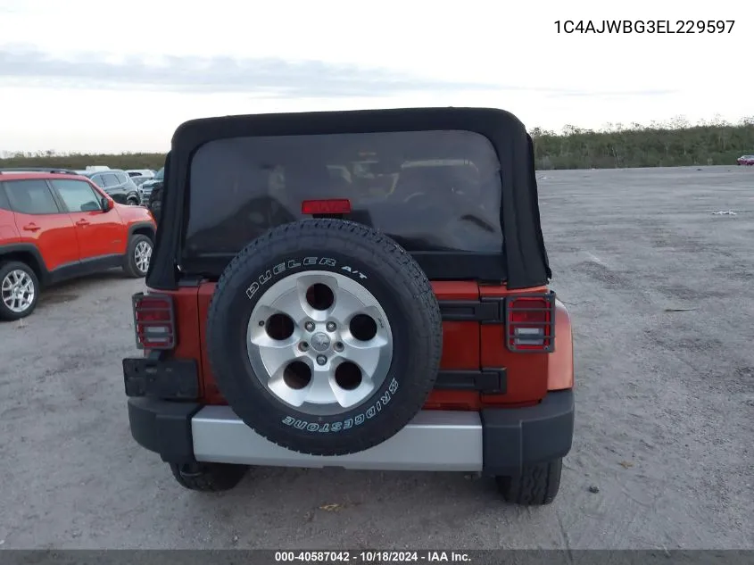 2014 Jeep Wrangler Sahara VIN: 1C4AJWBG3EL229597 Lot: 40587042