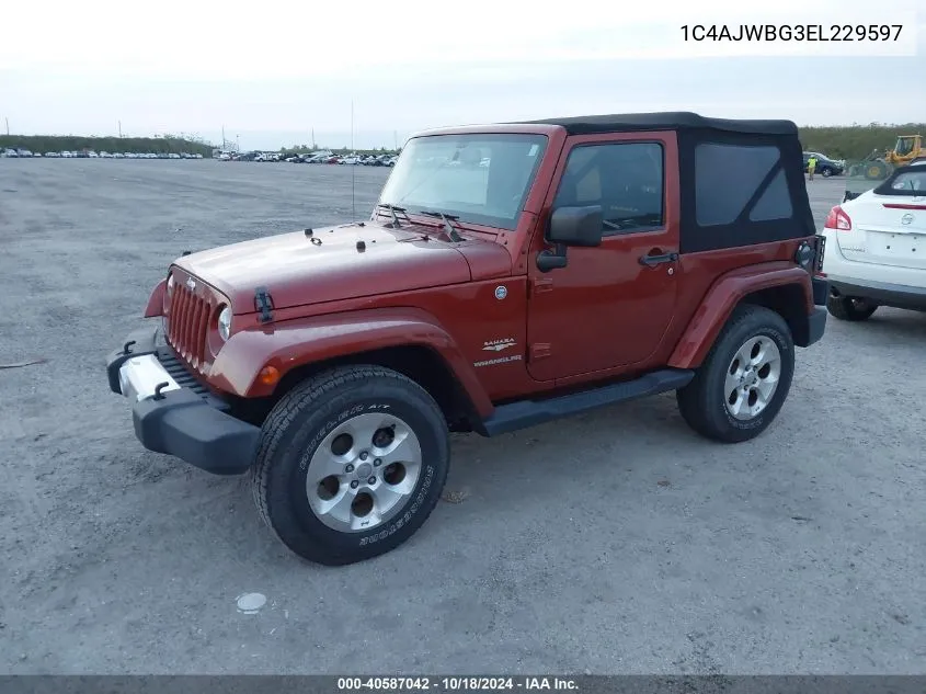 2014 Jeep Wrangler Sahara VIN: 1C4AJWBG3EL229597 Lot: 40587042