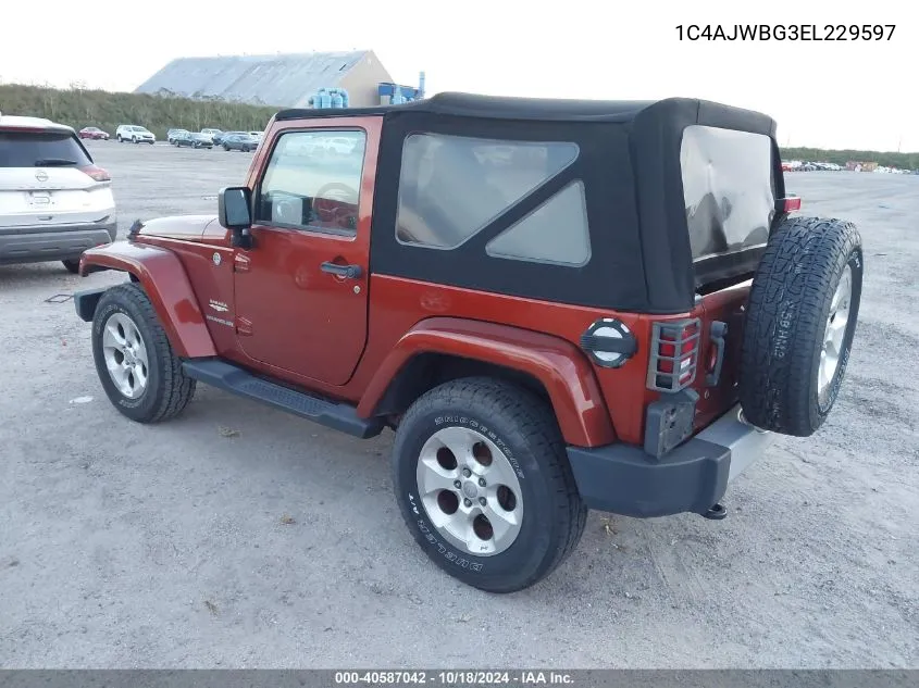 2014 Jeep Wrangler Sahara VIN: 1C4AJWBG3EL229597 Lot: 40587042