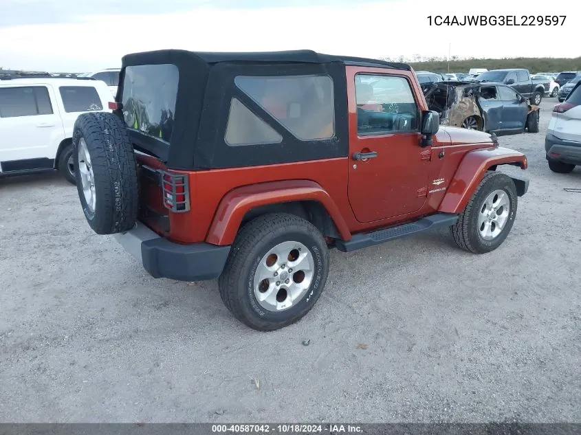 2014 Jeep Wrangler Sahara VIN: 1C4AJWBG3EL229597 Lot: 40587042