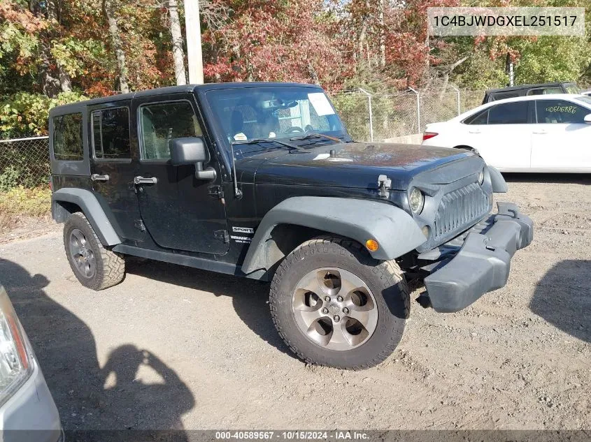 2014 Jeep Wrangler Unlimited Sport VIN: 1C4BJWDGXEL251517 Lot: 40589567