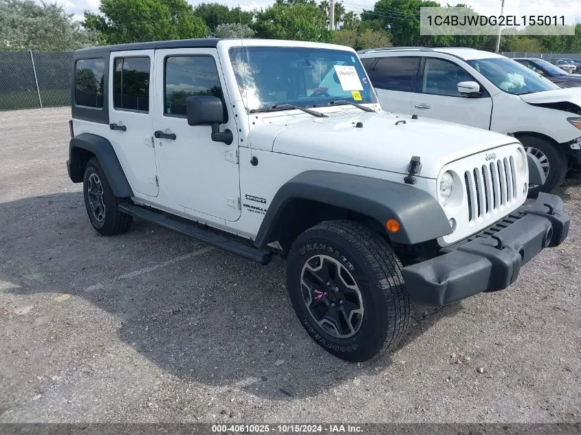 2014 Jeep Wrangler Unlimited Sport VIN: 1C4BJWDG2EL155011 Lot: 40610025