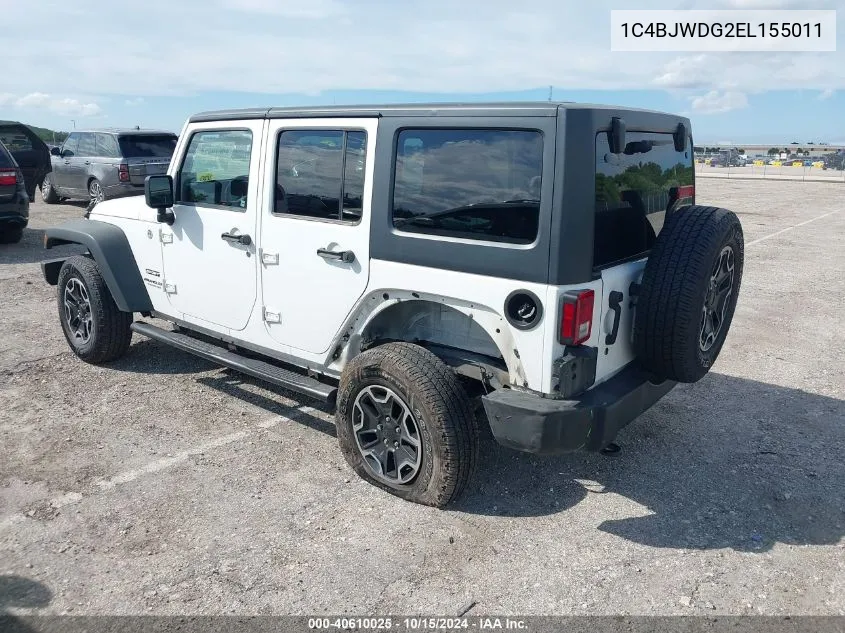 2014 Jeep Wrangler Unlimited Sport VIN: 1C4BJWDG2EL155011 Lot: 40610025