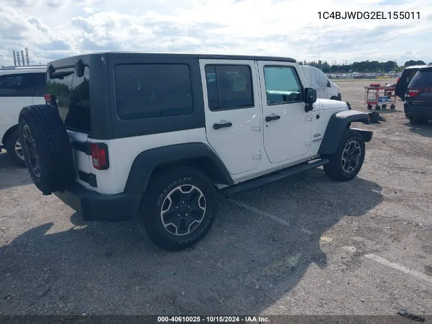 2014 Jeep Wrangler Unlimited Sport VIN: 1C4BJWDG2EL155011 Lot: 40610025