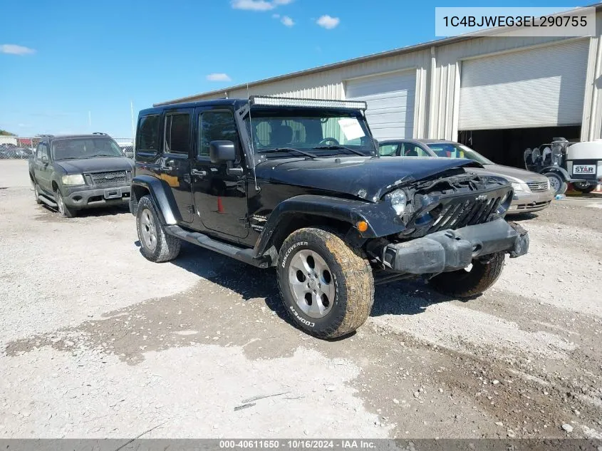 2014 Jeep Wrangler Unlimited Sahara VIN: 1C4BJWEG3EL290755 Lot: 40611650