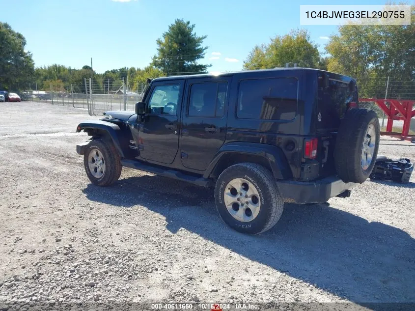 2014 Jeep Wrangler Unlimited Sahara VIN: 1C4BJWEG3EL290755 Lot: 40611650