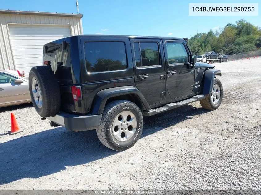 2014 Jeep Wrangler Unlimited Sahara VIN: 1C4BJWEG3EL290755 Lot: 40611650