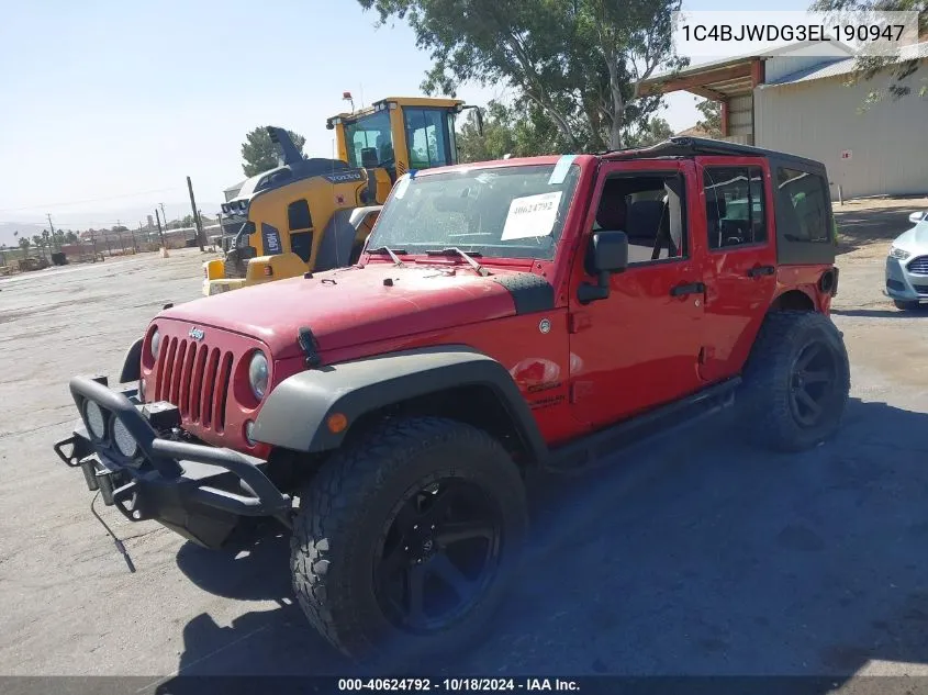 2014 Jeep Wrangler Unlimited Sport VIN: 1C4BJWDG3EL190947 Lot: 40624792