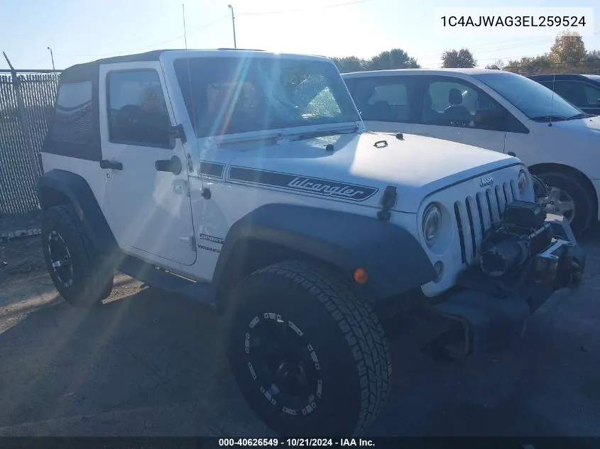 2014 Jeep Wrangler Sport VIN: 1C4AJWAG3EL259524 Lot: 40626549