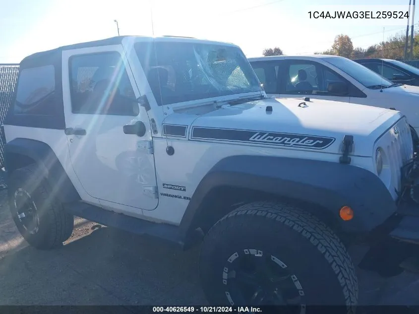 2014 Jeep Wrangler Sport VIN: 1C4AJWAG3EL259524 Lot: 40626549