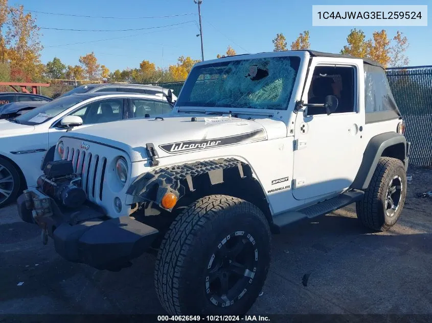 2014 Jeep Wrangler Sport VIN: 1C4AJWAG3EL259524 Lot: 40626549