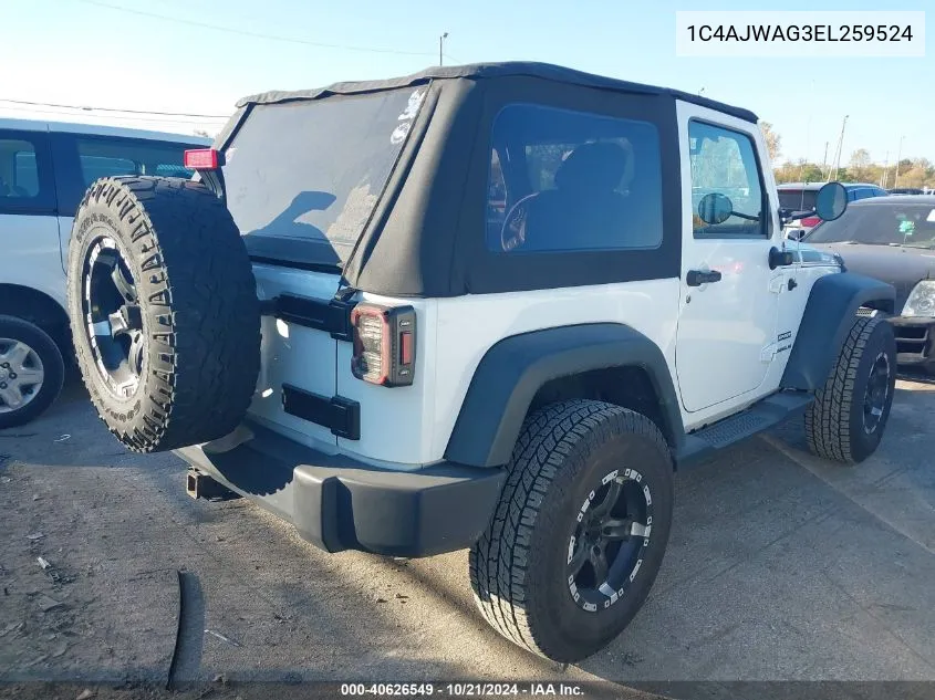 2014 Jeep Wrangler Sport VIN: 1C4AJWAG3EL259524 Lot: 40626549