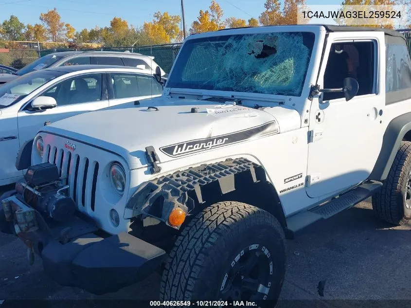 2014 Jeep Wrangler Sport VIN: 1C4AJWAG3EL259524 Lot: 40626549