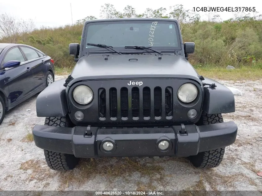 2014 Jeep Wrangler Unlimited Sahara VIN: 1C4BJWEG4EL317865 Lot: 40628520