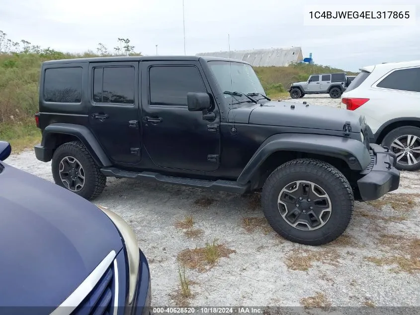 2014 Jeep Wrangler Unlimited Sahara VIN: 1C4BJWEG4EL317865 Lot: 40628520