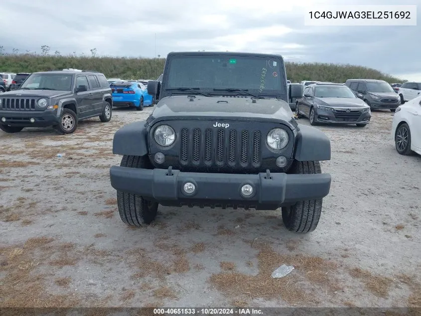 2014 Jeep Wrangler Sport VIN: 1C4GJWAG3EL251692 Lot: 40651533