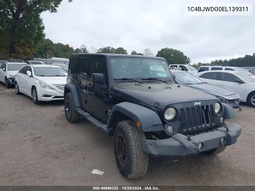 2014 Jeep Wrangler Unlimited Sport VIN: 1C4BJWDG0EL139311 Lot: 40698325