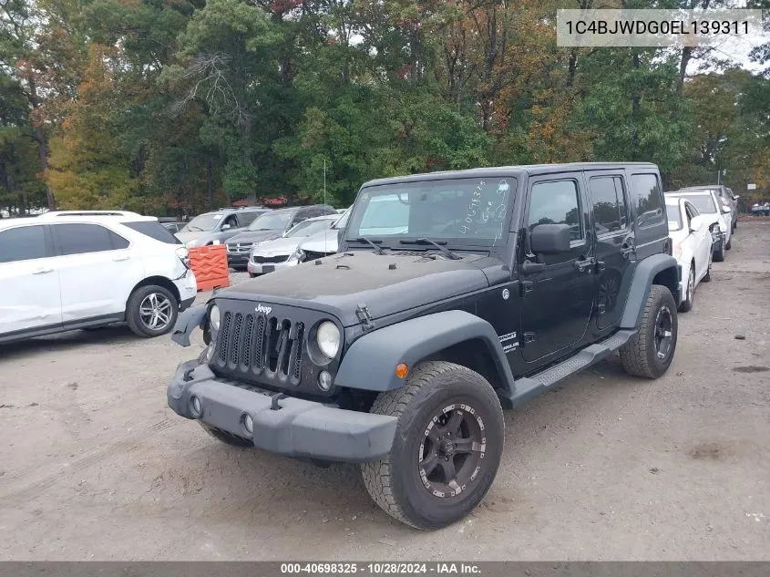 2014 Jeep Wrangler Unlimited Sport VIN: 1C4BJWDG0EL139311 Lot: 40698325