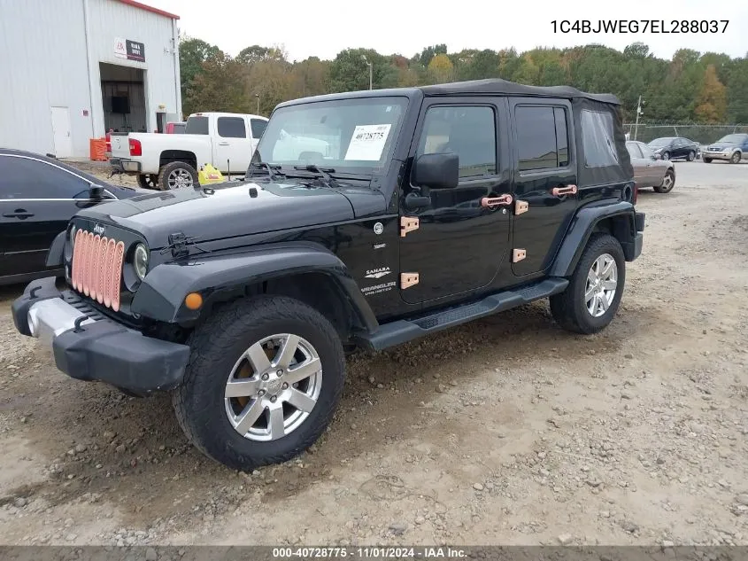 2014 Jeep Wrangler Unlimited Sahara VIN: 1C4BJWEG7EL288037 Lot: 40728775